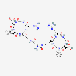 Chemical structure of H-Glu[cyclo(-Arg-Gly-Asp-D-Phe-Lys)]-cyclo(-Arg-Gly-Asp-D-Phe-Lys)