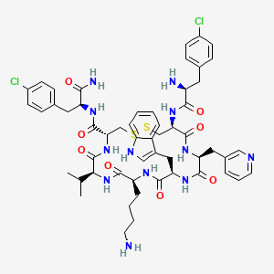 Chemical structure of H-p-Chloro-Phe-D-Cys-β-(3-pyridyl)-Ala-D-Trp-Lys-Val-Cys-p-chloro-Phe-NH₂