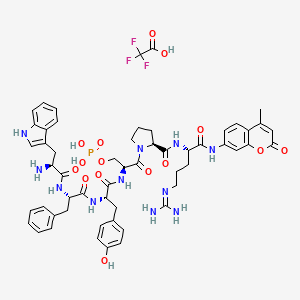 Chemical structure of H-Trp-Phe-Tyr-Ser(PO₃H₂)-Pro-Arg-AMC