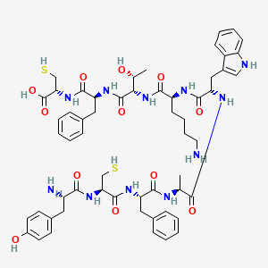 Chemical structure of H-Tyr-Cys-Phe-Ala-Trp-Lys-Thr-Phe-Cys-OH