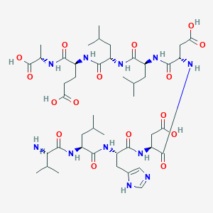 Chemical structure of H-Val-Leu-His-Asp-Asp-Leu-Leu-Glu-Ala-OH