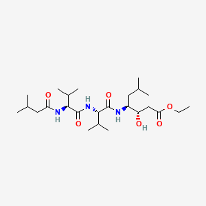 Chemical structure of Isovaleryl-Val-Val-Sta-OEt