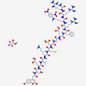 Chemical structure of Mca-Amyloid β/A4 Protein Precursor₇₇₀ (667-676)-Lys(Dnp)-Arg-Arg amide