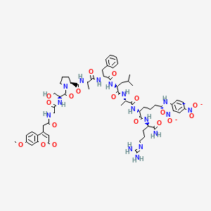 Chemical structure of Mca-Gly-Ser-Pro-Ala-Phe-Leu-Ala-Lys(Dnp)-D-Arg-NH₂