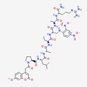 Chemical structure of Mca-Pro-Leu-Ala-Nva-Dap(Dnp)-Ala-Arg-NH₂