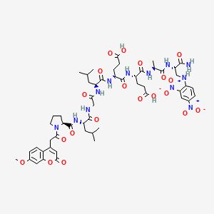 Chemical structure of Mca-Pro-Leu-Gly-Leu-Glu-Glu-Ala-Dap(Dnp)-NH₂