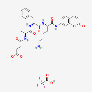 Chemical structure of MeOSuc-Ala-Phe-Lys-AMC