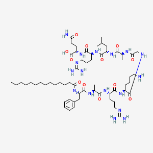 Chemical structure of Myristoyl-Phe-Ala-Arg-Lys-Gly-Ala-Leu-Arg-Gln-OH