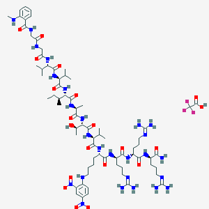 Chemical structure of N-Me-Abz-Amyloid β/A4 Protein Precursor₇₇₀ (708-715)-Lys(Dnp)-D-Arg-D-Arg-D-Arg amide
