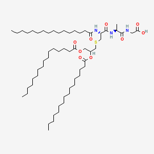 Chemical structure of N-Palmitoyl-5,6-dipalmitoylcysteinyl-alanyl-glycine