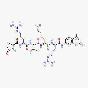Chemical structure of Pyr-Arg-Thr-Lys-Arg-AMC