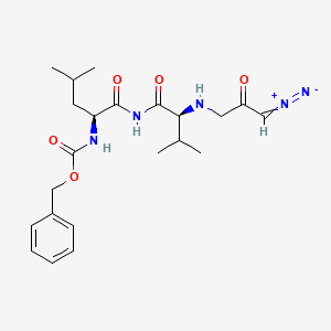 Chemical structure of Z-Leu-Val-Gly-diazomethylketone