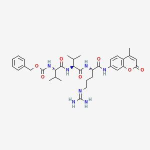 Chemical structure of Z-Val-Val-Arg-AMC · HCl