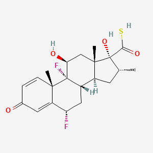 Chemical structure of A1550 - Androsta-1,4-diene-17-carbothioic acid, 6,9-difluoro-11,17-dihydroxy-16-methyl-3-oxo-, (6a,11b,16a,17a)-