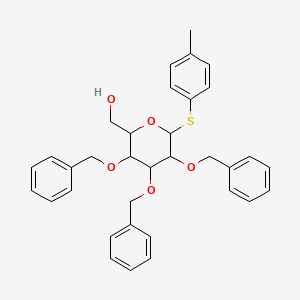Chemical structure of ((2R,3R,4S,5R,6S)-3,4,5-tris(benzyloxy)-6-(p-tolylthio)tetrahydro-2H-pyran-2-yl)methanol