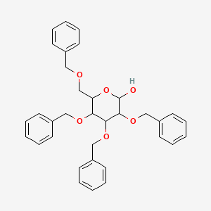 Chemical structure of ((2R,3R,4S,5S,6S)-3,4,5,6-tetrakis(benzyloxy)tetrahydro-2H-pyran-2-yl)methanol