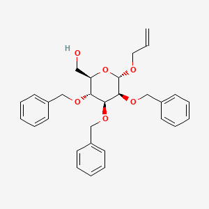 Chemical structure of ((2R,3R,4S,5S,6S)-6-(Allyloxy)-3,4,5-tris(benzyloxy)tetrahydro-2H-pyran-2-yl)methanol