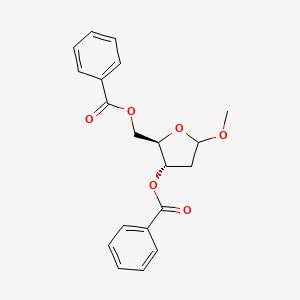 Chemical structure of 1-Methoxy-2-deoxy-3,5-di-O-benzoylribofuranose
