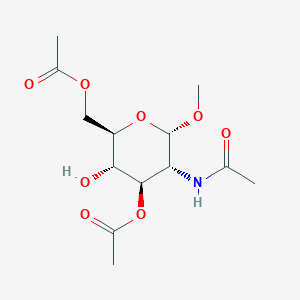 Chemical structure of ((2R,3S,4R,5R,6S)-5-acetamido-4-acetoxy-3-hydroxy-6-methoxytetrahydro-2H-pyran-2-yl)methyl acetate