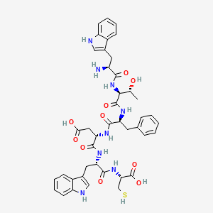 Chemical structure of ((3aR,4R,6R,6aR)-6-(6-Amino-9H-purin-9-yl)-2,2-dimethyltetrahydrofuro[3,4-d][1,3]dioxol-4-yl)methyl((R)-2-((tert-butoxycarbonyl)amino)-5-oxo-5-(tritylamino)pentanoyl)sulfamate