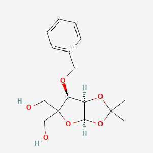 Chemical structure of ((3aR,6S,6aR)-6-(Benzyloxy)-2,2-dimethyltetrahydrofuro[2,3-d][1,3]dioxole-5,5-diyl)dimethanol