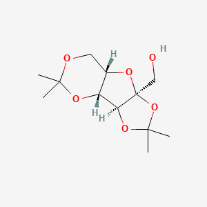 Chemical structure of alpha-L-Sorbofuranose, 2,3:4,6-bis-o-(1-methylethylidene)-