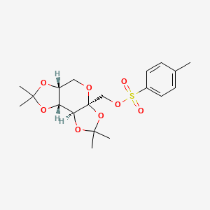 Chemical structure of ((3AS,5aR,8aR,8bS)-2,2,7,7-tetramethyltetrahydro-3aH-bis([1,3]dioxolo)[4,5-b:4',5'-d]pyran-3a-yl)methyl 4-methylbenzenesulfonate