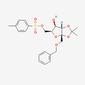 Chemical structure of ((3AS,5S,6R,6aS)-3-benzyl-6-hydroxy-3a-(hydroxymethyl)-2,2-dimethylhexahydro-3lambda3-furo[3,2-d][1,3]dioxol-5-yl)methyl 4-methylbenzenesulfonate