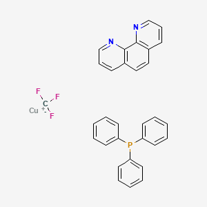 Chemical structure of (1,10-Phenanthroline)(trifluoromethyl)(triphenylphosphine)copper(I)