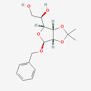 Chemical structure of (1R)-1-((4R,6S,6aR)-6-(benzyloxy)-2,2-dimethyltetrahydrofuro[3,4-d][1,3]dioxol-4-yl)ethane-1,2-diol