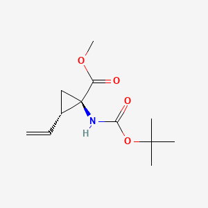 Chemical structure of (1R,2S)-Methyl 1-((tert-butoxycarbonyl)amino)-2-vinylcyclopropanecarboxylate