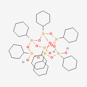 Chemical structure of (1R,3r,5S,11S)-1,3,5,7,9,11,14-Heptacyclohexyl-2,4,6,8,10,12,13,15,16-nonaoxa-1,3,5,7,9,11,14-heptasilatricyclo[7.3.3.15,11]hexadecane-3,7,14-triol
