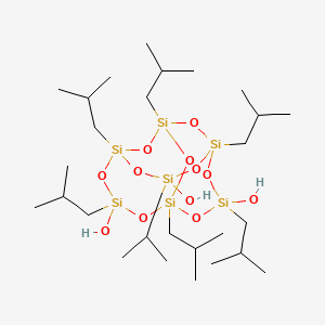 Chemical structure of (1R,3s,5S,11S)-1,3,5,7,9,11,14-Heptaisobutyl-2,4,6,8,10,12,13,15,16-nonaoxa-1,3,5,7,9,11,14-heptasilatricyclo[7.3.3.15,11]hexadecane-3,7,14-triol