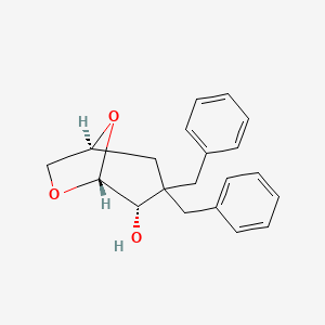 Chemical structure of (1S,4S,5R)-3,3-dibenzyl-6,8-dioxabicyclo[3.2.1]Octan-4-ol