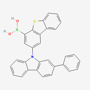 Chemical structure of (2-(2-Phenyl-9H-carbazol-9-yl)dibenzo[b,d]thiophen-4-yl)boronic acid