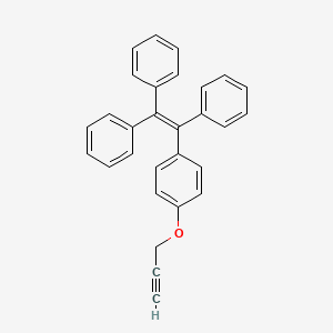 Chemical structure of (2-(4-(prop-2-yn-1-yloxy)phenyl)ethene-1,1,2-triyl)tribenzene