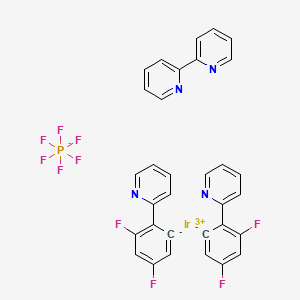 Chemical structure of (2,2'-Bipyridine)bis[2-(2,4-difluorophenyl)pyridine]iridium(III) hexafluorophosphate