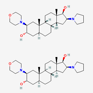 Chemical structure of (2b,3a,5a,16b,17b)-2-(4-Morpholinyl)-16-(1-pyrrolidinyl)androstane-3,17-diol