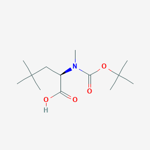 Chemical structure of (2R)-2-{[(tert-Butoxy)carbonyl](methyl)amino}-4,4-dimethylpentanoic acid