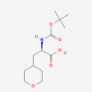 Chemical structure of (2R)-2-{[(tert-Butoxy)carbonyl]amino}-3-(oxan-4-yl)propanoic acid