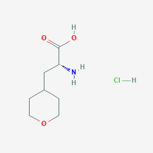 Chemical structure of (2R)-2-Amino-3-(oxan-4-yl)propanoic acid hydrochloride
