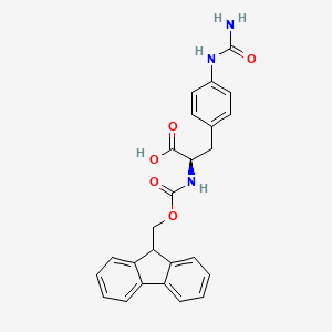 Chemical structure of (2R)-3-[4-(carbamoylamino)phenyl]-2-(9H-fluoren-9-ylmethoxycarbonylamino)propanoic acid