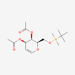 Chemical structure of 3,4-di-acetyl-6-O-(tert-butyldimethylsilyl)-D-Galactal