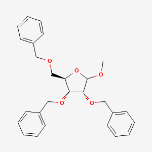 Chemical structure of (2R,3R,4R)-3,4-bis(Benzyloxy)-2-((benzyloxy)methyl)-5-methoxytetrahydrofuran