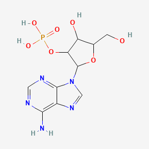 Chemical structure of (2R,3R,4R,5R)-2-(6-amino-9H-purin-9-yl)-4-hydroxy-5-(hydroxymethyl)tetrahydrofuran-3-yl dihydrogen phosphate hydrate