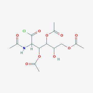 Chemical structure of (2R,3R,4R,5R)-5-acetamido-2-(acetoxymethyl)-6-chlorotetrahydro-2H-pyran-3,4-diyl diacetate