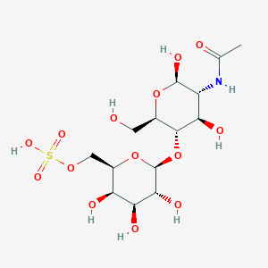 Chemical structure of (2R,3R,4R,5R)-5-acetamido-2,3-dihydroxy-6-oxo-4-(((2R,3R,4S,5R,6R)-3,4,5-trihydroxy-6-(hydroxymethyl)tetrahydro-2H-pyran-2-yl)oxy)hexyl hydrogen sulfate