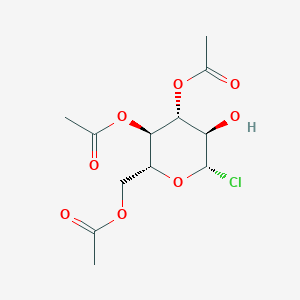 Chemical structure of (3,4-Diacetyloxy-6-chloro-5-hydroxyoxan-2-yl)methyl acetate