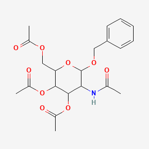 Chemical structure of (2R,3R,4R,5R,6S)-5-acetamido-2-(acetoxymethyl)-6-(benzyloxy)tetrahydro-2H-pyran-3,4-diyl diacetate