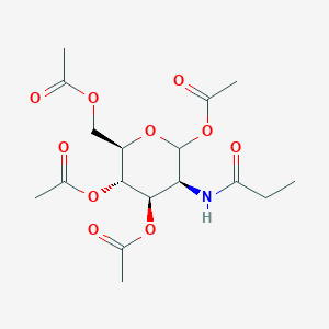 Chemical structure of (2R,3R,4R,5S)-6-(acetyl-lambda3-oxidanylidene)-2-hydroxy-5-propionamidohexane-1,3,4-triyl triacetate